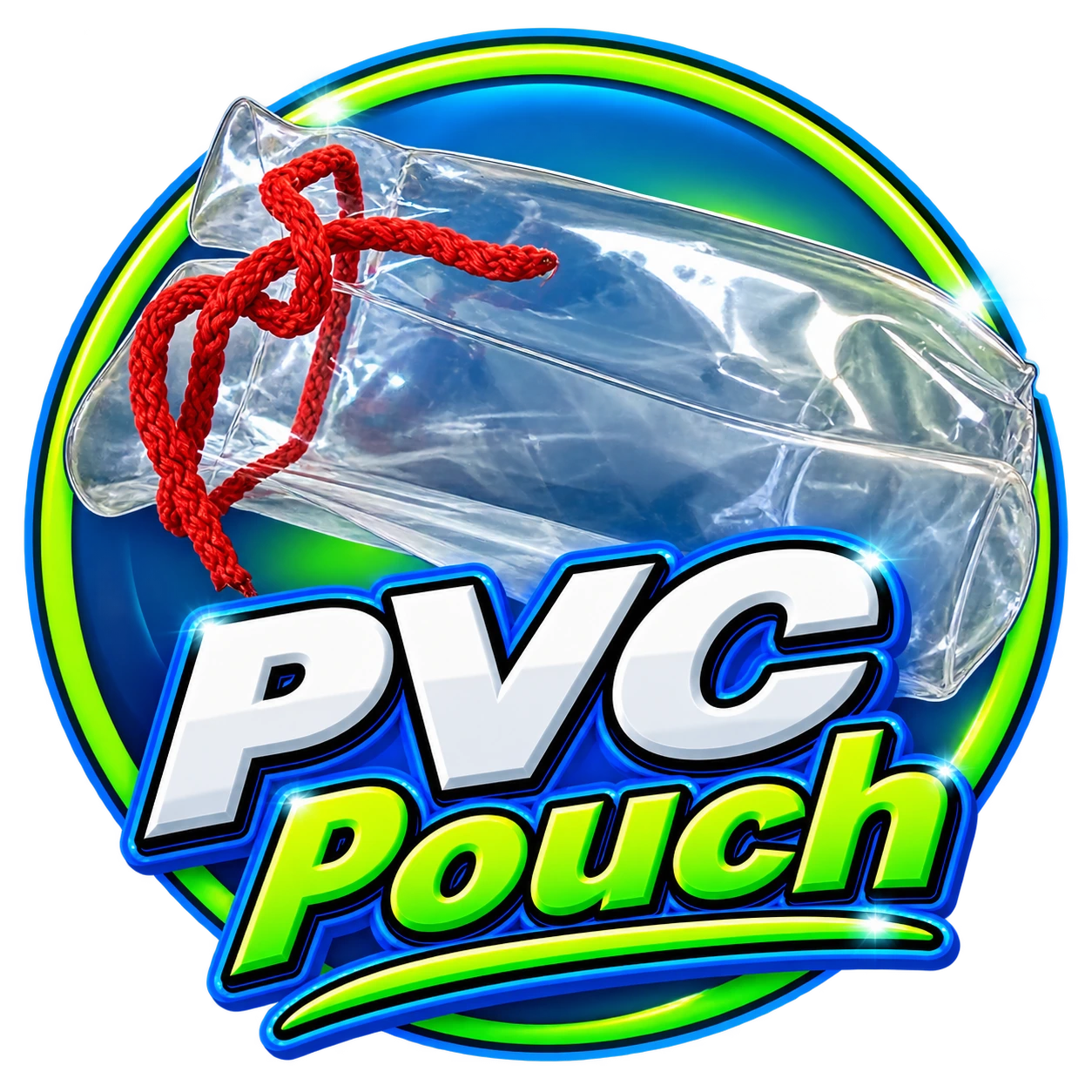 Clear PVC golf goodie bag pouch with a coloured drawstring